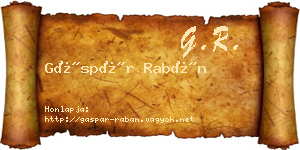 Gáspár Rabán névjegykártya